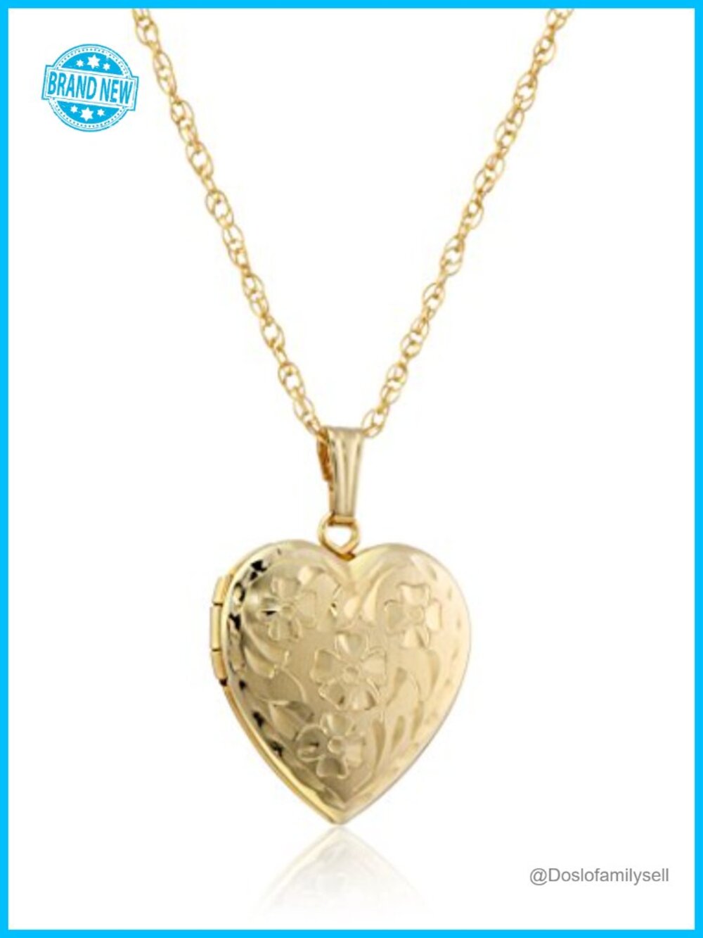 14k Gold-Filled Hand Engraved Flowers Heart Locket Necklace 18"